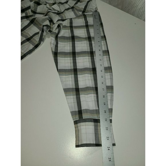 VTG Uniform Code Men's Size L/XL Pearl Snap Western Shirt Gray Khaki Plaid - Picture 6 of 8